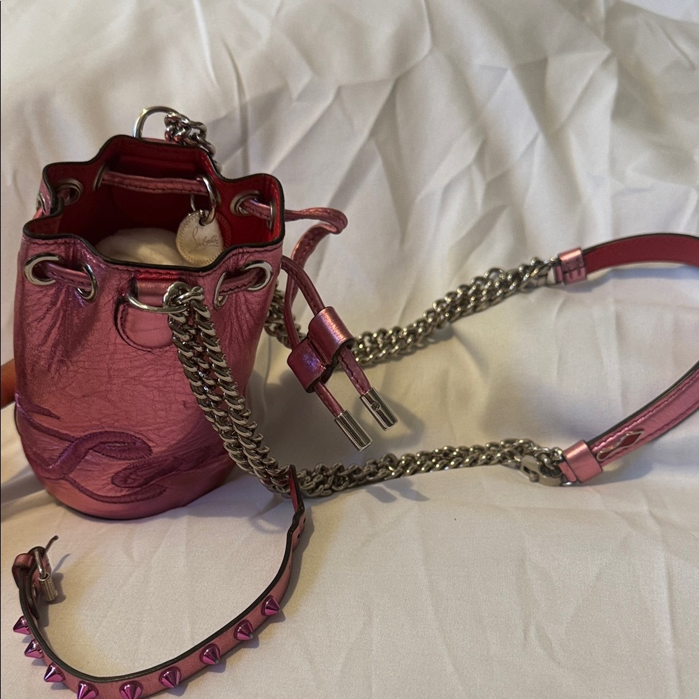 Christian Louboutin Metallic Pink Mini Bucket Bag